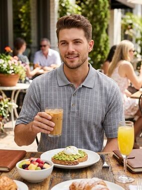 Lone Cypress Gray Striped Polo Shirt